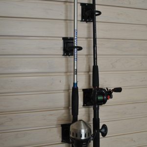 Staged picture of a vertical fishing rod holder