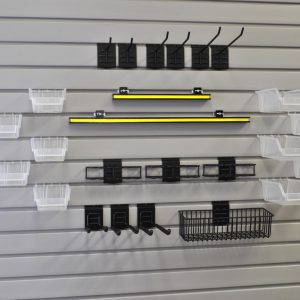 A Snap-Latch Work Center Kit displayed on Slatwall.